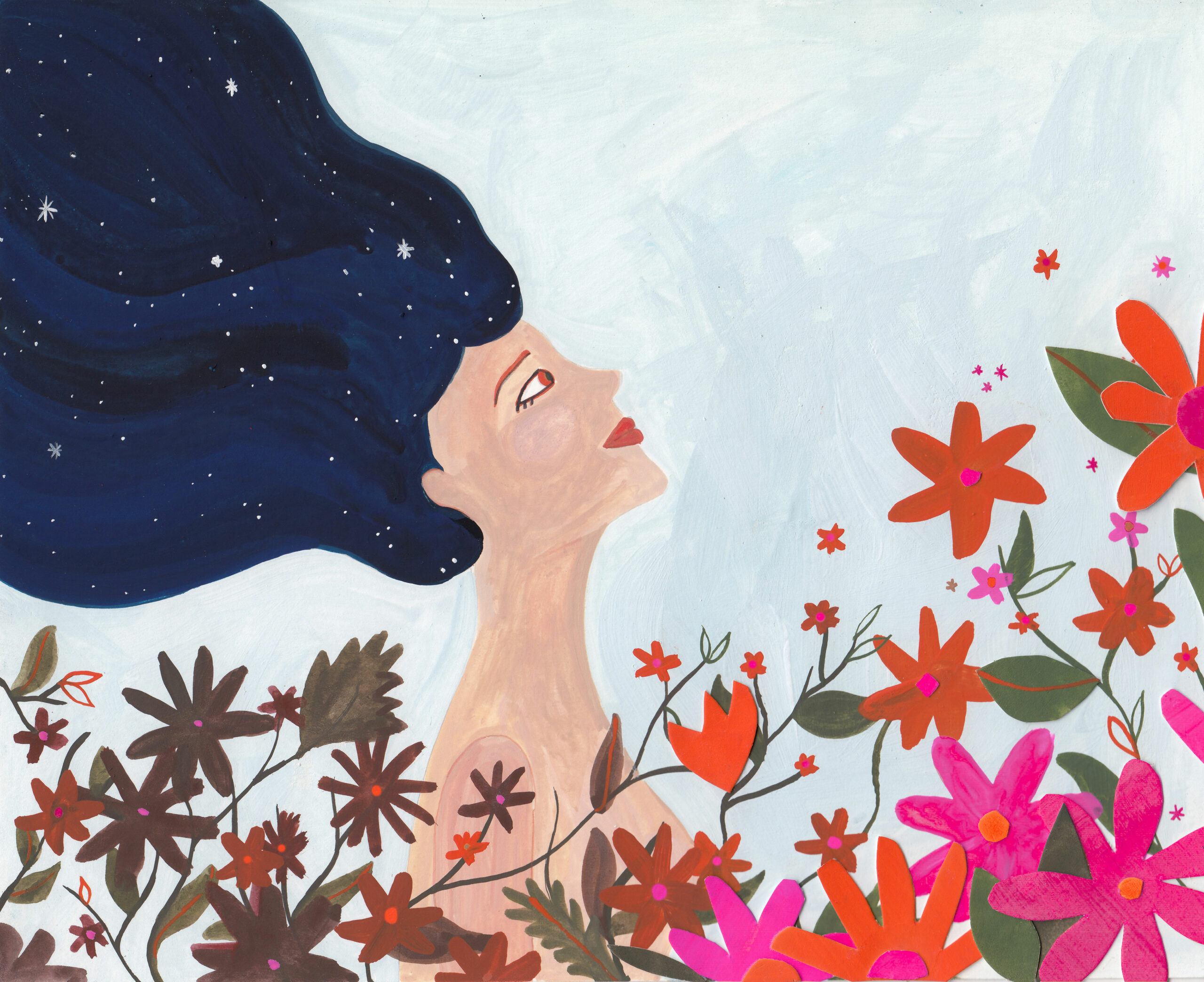 Blooming universe, Illustration selected for the 2024 calendar of Fundación Adsis