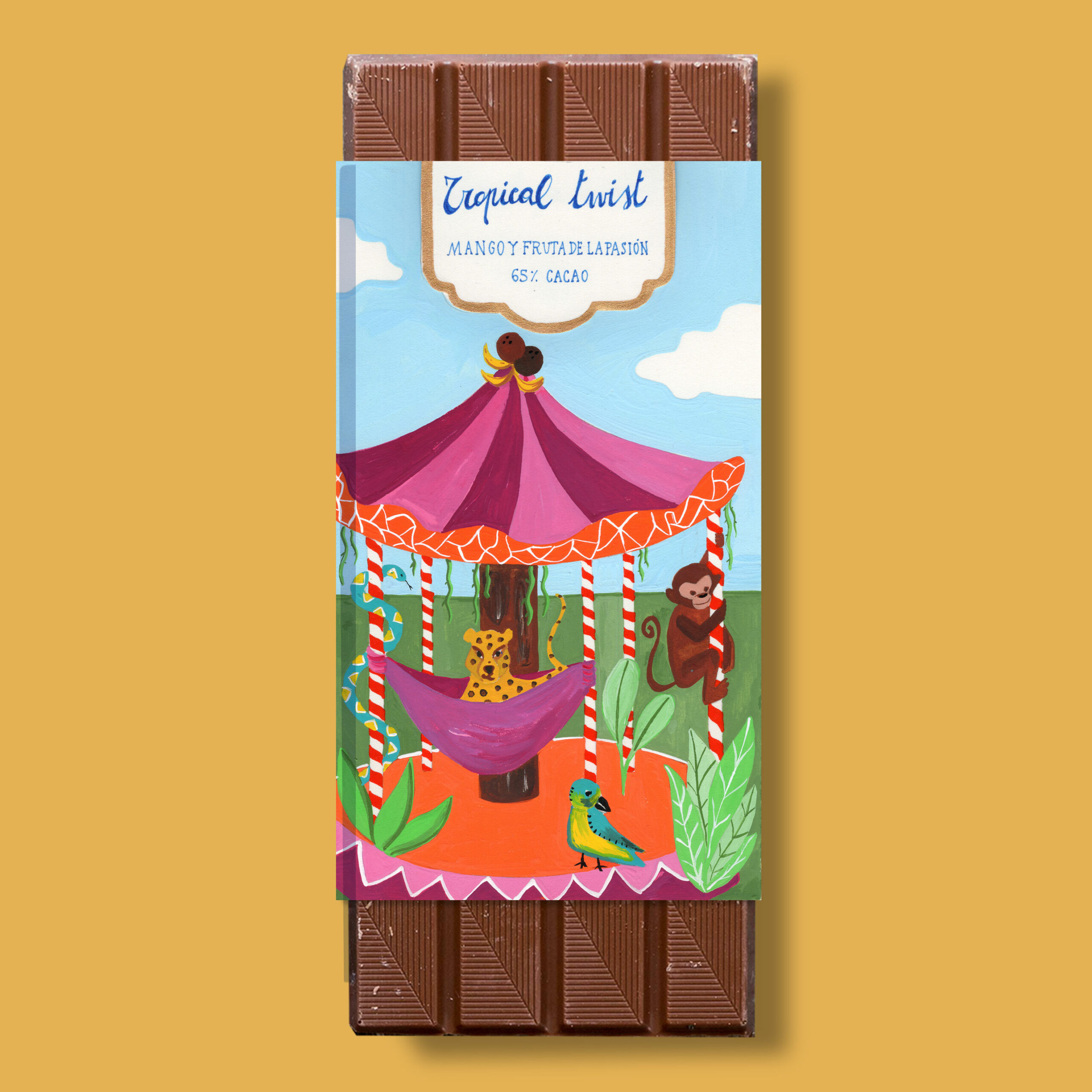 Chocolate bar packaging illustration